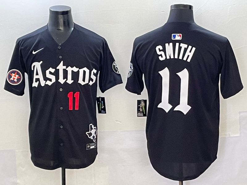 Men 2025 Houston Astros #11 Smith Black Five generations Joint Name Nike MLB Jersey style 36